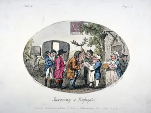 Highgate Gallery: Swearing at Highgate, 1796. Artist: Isaac Cruikshank