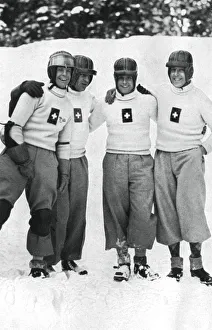 Swiss four man bobsleigh team, Winter Olympic Games, Garmisch-Partenkirchen, Germany, 1936 Swiss four man bobsleigh team, Winter Olympic Games, Garmisch-Partenkirchen, Germany, 1936