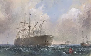 Telegraph Cable Fleet at Sea, 1865, 1865-66. Creator: Robert Charles Dudley Telegraph Cable Fleet at Sea, 1865, 1865-66. Creator: Robert Charles Dudley