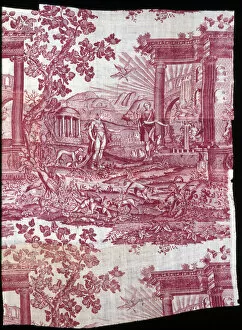 Copperplate Printing Gallery: The Temple of Diana (Furnishing Fabric), Middlesex, 1775 / 85. Creator: Bromley Hall