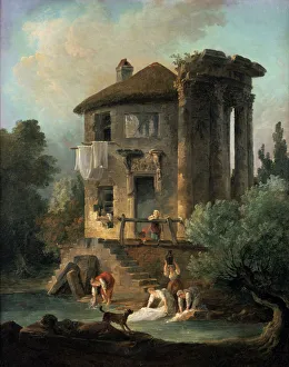 The Temple of Vesta at Tivoli, Rome, 1831. Artist: Landelot-Theodore Turpin de Crisse The Temple of Vesta at Tivoli, Rome, 1831. Artist: Landelot-Theodore Turpin de Crisse