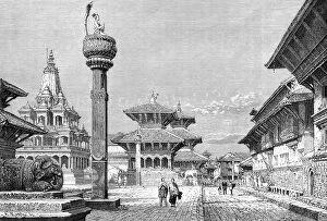 Images Dated 26th February 2008: Temples at Patan, Nepal, 1895. Artist: Armand Kohl