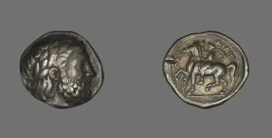 Tetradrachm (Coin) Depicting the God Zeus, 359-336 BCE. Creator: Unknown Tetradrachm (Coin) Depicting the God Zeus, 359-336 BCE. Creator: Unknown