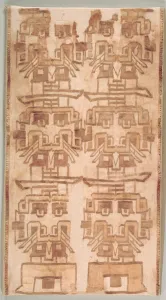 Two Textile Fragment with Fanged Heads, 500-200 BC. Creator: Unknown Two Textile Fragment with Fanged Heads, 500-200 BC. Creator: Unknown