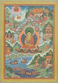 Thanka with Buddha, 19th century. Creator: Unknown Thanka with Buddha, 19th century. Creator: Unknown