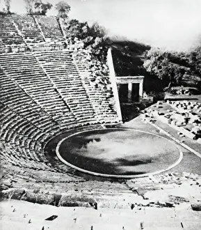 Prints of Theatre of Epidaurus, Greece, c1955. Amphitheatre near modern Lygourio, built late 4th century BCE Ancient Greek Architecture Prints: Epidaurus Theatre Print, c1955
