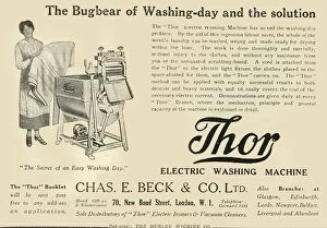 English Text Gallery: Thor: Electric Washing Machine - Chas E. Beck & Co. Ltd, 1920. Creator: Unknown