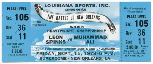 Muhammad Ali Gallery: Ticket to a championship boxing match between Muhammad Ali and Leon Spinks, September 15