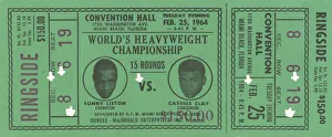 Ticket for World Heavyweight Championship fight of Sonny Liston vs Ticket for World Heavyweight Championship fight of Sonny Liston vs