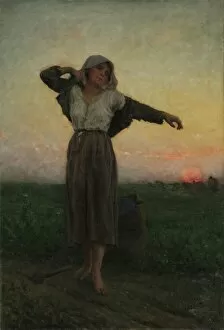 Images Dated 10th October 2019: The Tired Gleaner, 1880. Creator: Jules Breton (French, 1827-1906)