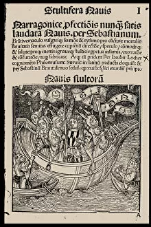 1497 Gallery: Title page of the book Ship of Fools by Sebastian Brant, 1497. Creator: Anonymous