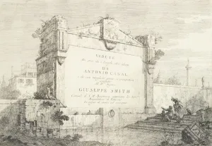 Title page with a large wall of a classical ruin, with a figure seated at right pointin Title page with a large wall of a classical ruin, with a figure seated at right pointin