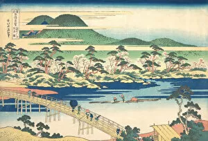 Cherry Trees Gallery: Togetsu Bridge at Arashiyama in Yamashiro, from the series Remarkable Views of Bridges