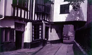 Prints of Tombland Alley, Norwich, Norfolk, c1955. 16th-century half-timbered buildings Norwich Prints: Tombland Alley Print, Norwich, Norfolk, c1955