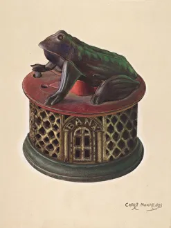Toy Bank: Frog, c. 1938. Creator: Chris Makrenos Toy Bank: Frog, c. 1938. Creator: Chris Makrenos