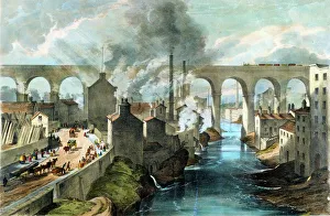 Train crossing Stockport viaduct on the London & North Western Railway, c1845 Train crossing Stockport viaduct on the London & North Western Railway, c1845