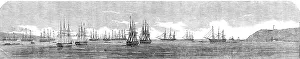 Steam Ship History Prints: The Transport Fleet Embarking the Troops, at Varna, 1854. Creator: Unknown
