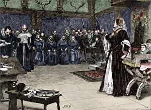 Related Prints: Trial of Mary Queen of Scots in Fotheringhay Castle Print, 1586