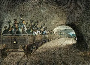 Victorian Era Transportation Prints: Trial Trip on the Underground Railway