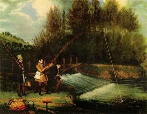 Fishing Collection: Trolling for Pike in the River Lea, 1831, (1941). Creator: James Pollard