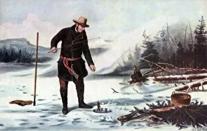 Trout Fishing on Chateaugay Lake, American Winter Sports, 1856.Artist: Arthur Fitzwilliam Tait