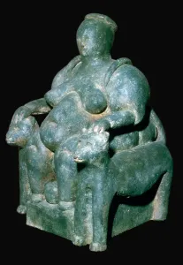 Turkish sculpture of a mother-goddess on a leopard throne Turkish sculpture of a mother-goddess on a leopard throne