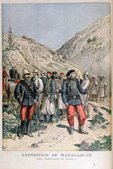 Uniforms of the French expeditionary force in Madagascar, 1895. Artist: Henri Meyer Uniforms of the French expeditionary force in Madagascar, 1895. Artist: Henri Meyer