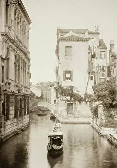 Gondola Gallery: Untitled (II 8), c. 1890. [Gondola on canal, Venice]. Creator: Unknown