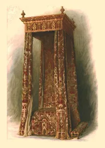 Upholstered bed, 1905. Artist: Shirley Slocombe Upholstered bed, 1905. Artist: Shirley Slocombe