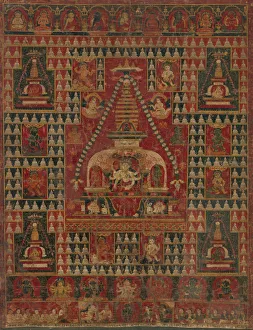 Ushnishavijaya Enthroned in the Womb of a Stupa, dated 1510-19. Creator: Unknown Ushnishavijaya Enthroned in the Womb of a Stupa, dated 1510-19. Creator: Unknown