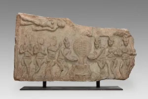 Veneration of the Bodhi Tree, 3rd century. Creator: Unknown Veneration of the Bodhi Tree, 3rd century. Creator: Unknown