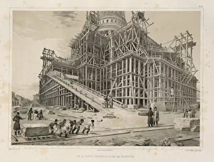 View of the Cathedral surrounded by wooden scaffolding (From: The Construction of the Saint Isaacs Cathedral), 1845. Artist: Montferrand, Auguste, de (1786-1858)