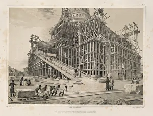 View of the Cathedral surrounded by wooden scaffolding (From: The Construction of the Saint Isaacs Cathedral), 1845 View of the Cathedral surrounded by wooden scaffolding (From: The Construction of the Saint Isaacs Cathedral), 1845