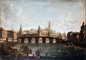 'View from the Moscow Kremlin and the Bolshoy Kamenny Bridge (Greater Stone Bridge)', 1810s. Artist: Fyodor Yakovlevich Alexeev 'View from the Moscow Kremlin and the Bolshoy Kamenny Bridge (Greater Stone Bridge)', 1810s. Artist: Fyodor Yakovlevich Alexeev