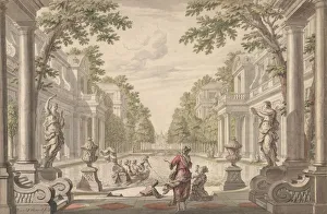 View of a Palace Garden with a Central Pond Surrounded by Classical Architecture..., ca View of a Palace Garden with a Central Pond Surrounded by Classical Architecture..., ca