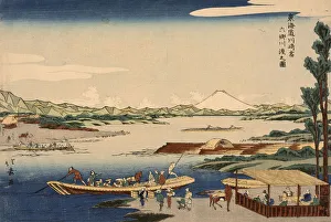 View of the Rokugo River Crossing at the Kawasaki Station. From the series Tokaido Road View of the Rokugo River Crossing at the Kawasaki Station. From the series Tokaido Road