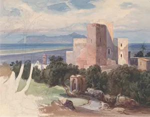 View on Terracina with Mount Circeo (recto)..., mid-19th century. Creator: Carl von Blaas View on Terracina with Mount Circeo (recto)..., mid-19th century. Creator: Carl von Blaas