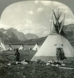 Glacier National Park Gallery: In the Village of Blackfeet Indians near St. Marys Lake, Glacier National Park, Montana, c1930s