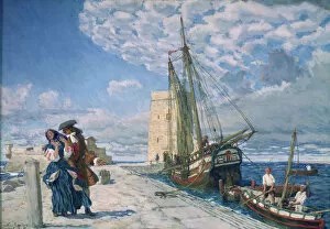 Walk along the pier promenade, 1908. Artist: Lanceray (Lansere), Evgeny Evgenyevich