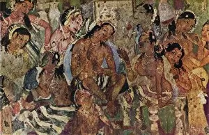 Cave Painting Collection: Wall painting from the Caves of Ajanta of Raja Mahajanaka, c480