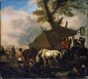 Images Dated 2nd June 2010: The Watering Place, 17th century. Artist: Philips Wouwerman