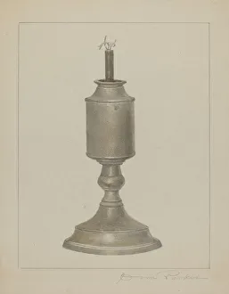Whale Oil Lamp, c. 1938. Creator: Cora Parker Whale Oil Lamp, c. 1938. Creator: Cora Parker