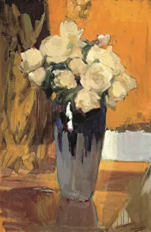 Sorolla Y Bastida Gallery: White roses from my home garden, 1920. Creator: Sorolla y Bastida, Joaquin (1863-1923)