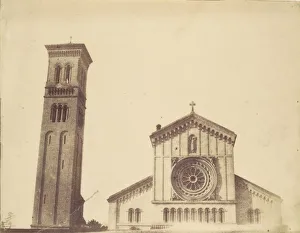 Wilton Church, Facade and Bell Tower, 1850s. Creator: Unknown Wilton Church, Facade and Bell Tower, 1850s. Creator: Unknown