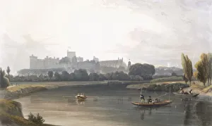 Windsor Castle from the River Thames: a West view, and fishing from punts, c1827-30 Windsor Castle from the River Thames: a West view, and fishing from punts, c1827-30