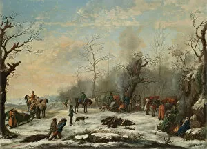 Autumn Landscape Gallery: Winter Hunt, Mid of the 19th cen. Artist: Anonymous