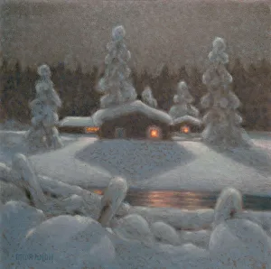 Winter Night. Artist: Lindh, Bror (1877-1941) Winter Night. Artist: Lindh, Bror (1877-1941)