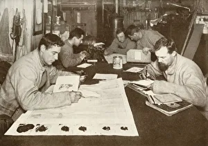 Winter Work (Left to right - Debenham, Cherry-Garrard, Bowers, Evans, Taylor), c1911 Winter Work (Left to right - Debenham, Cherry-Garrard, Bowers, Evans, Taylor), c1911