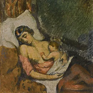 Woman breastfeeding her child, ca 1872. Artist: Cezanne, Paul (1839-1906) Woman breastfeeding her child, ca 1872. Artist: Cezanne, Paul (1839-1906)