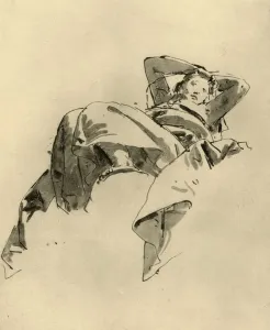 Woman resting, mid 18th century, (1928). Artist: Giovanni Battista Tiepolo Woman resting, mid 18th century, (1928). Artist: Giovanni Battista Tiepolo